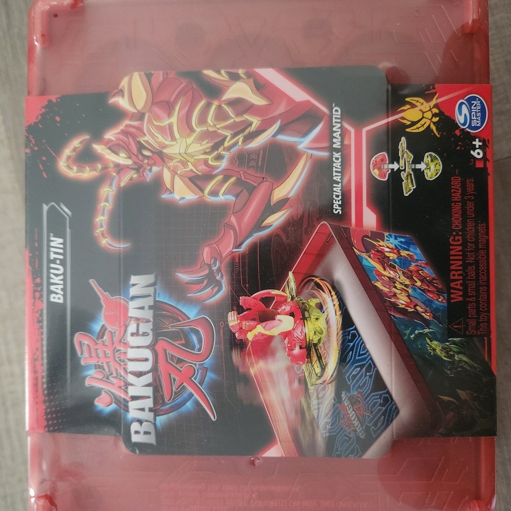 Bakugan Baku-Tin Special Attack Mantid Spin‎ Master Red Storage Case New